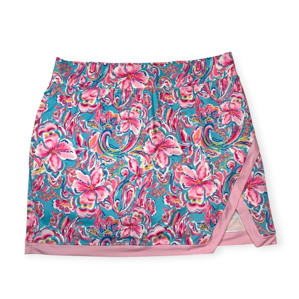 Stella Parker Sport Skort Women Large Pink Floral UPF 50+ Activewear